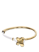 John Lewis UNOde50 Leather Butterfly Bangle Bracelet Gold/White- Buy online at McGrocer