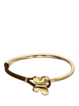 John Lewis UNOde50 Leather Butterfly Bracelet, Gold/Brown- Buy online at McGrocer