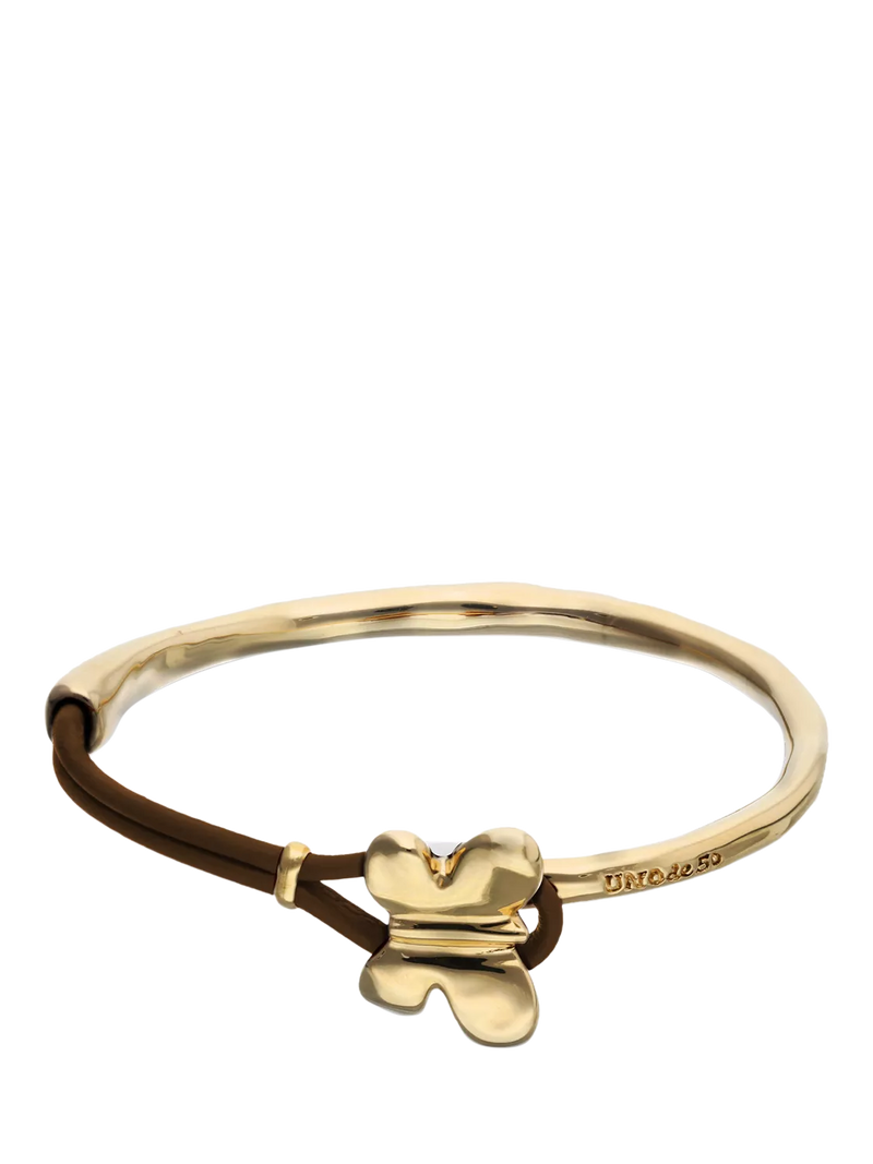 UNOde50 Leather Butterfly Bracelet, Gold/Brown