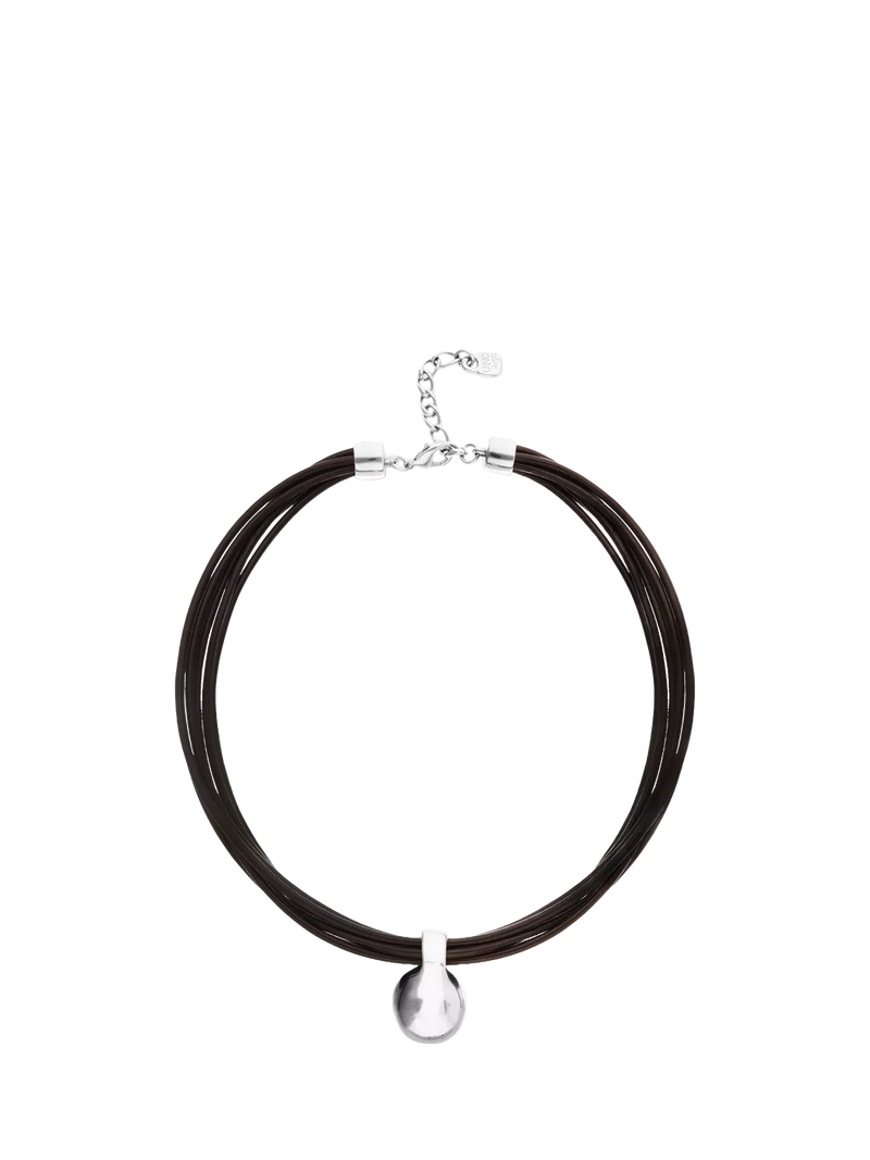 UNOde50 leather sphere necklace silver plated 42cm, UK version