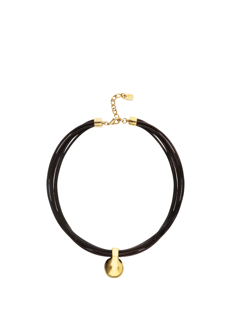 UNOde50 Multistrand Short Leather Sphere Necklace
