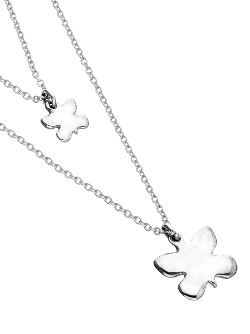 UNOde50 double butterfly necklace silver plated, imported from the UK