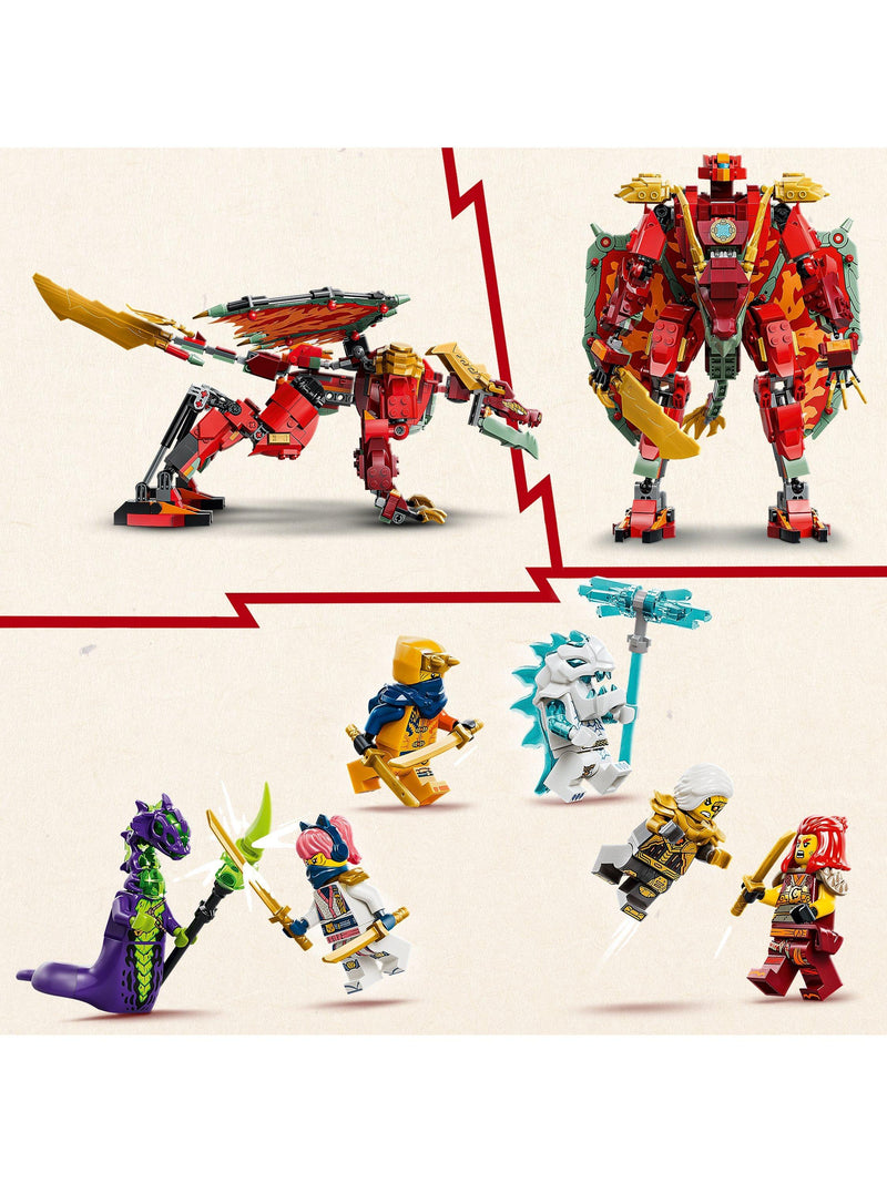 LEGO Ninjago Wyldfyre's Transforming Dragon Mech building toy, UK version