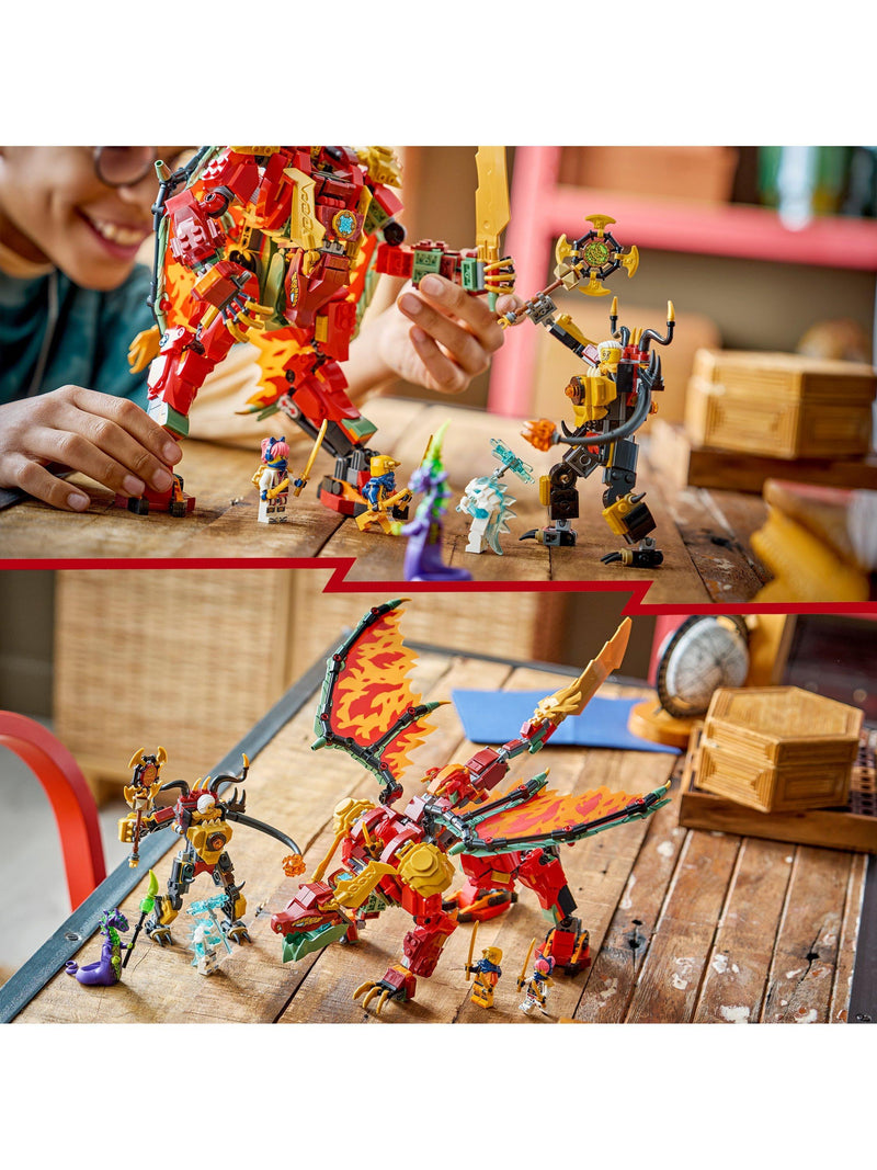 LEGO Ninjago Wyldfyre's Transforming Dragon Mech building toy, UK version