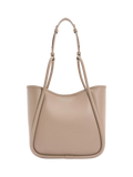CHARLES & KEITH Lyla Mini Tubular Slouchy Faux Leather Tote Bag, Taupe