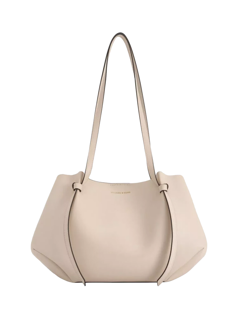 CHARLES & KEITH Calla Faux Leather Tote Bag, Oat