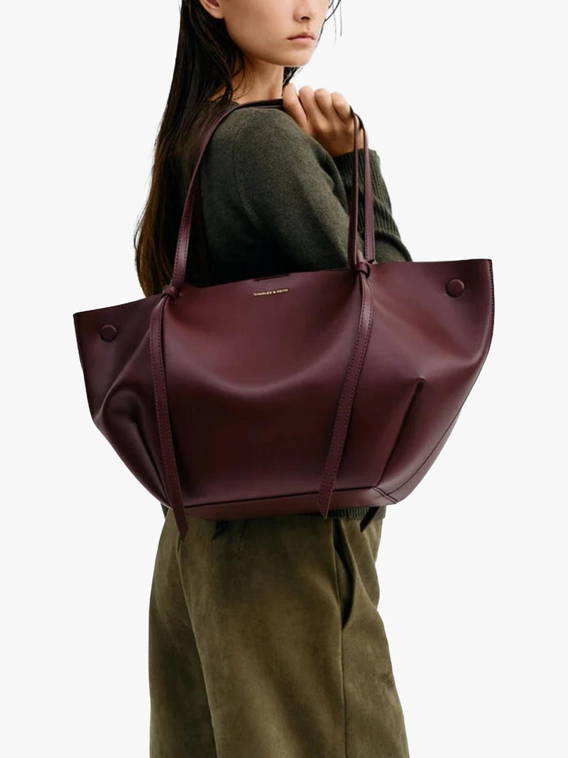 CHARLES & KEITH XL Calla tote bag in Winterberry Red - British product