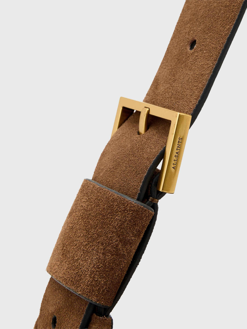 AllSaints suede shoulder bag brown mid (British brand)