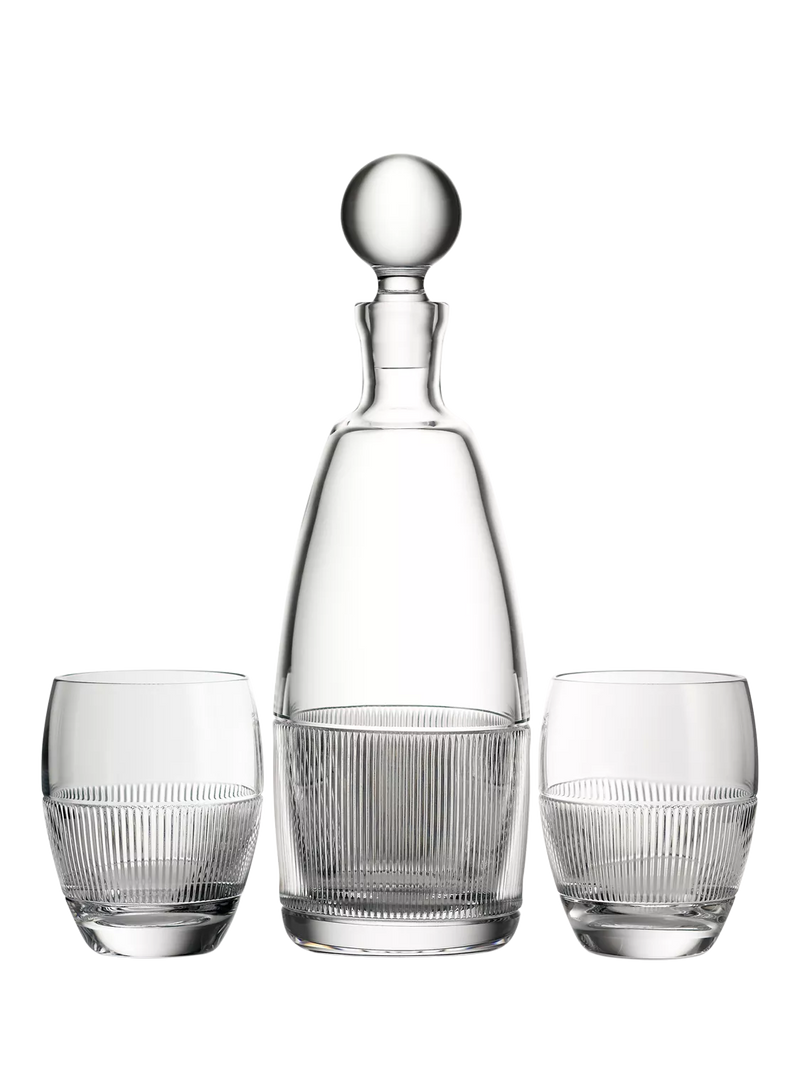 Wedgwood Helia crystal decanter set with two tumblers - British product