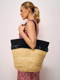 Crew Clothing natural jute tote bag with fringe, imported from the UK