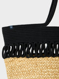 Crew Clothing natural jute tote bag with fringe, imported from the UK