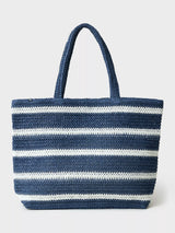 John Lewis Crew Clothing Woven Stripe Tote Bag, Blue/White- Buy online at McGrocer