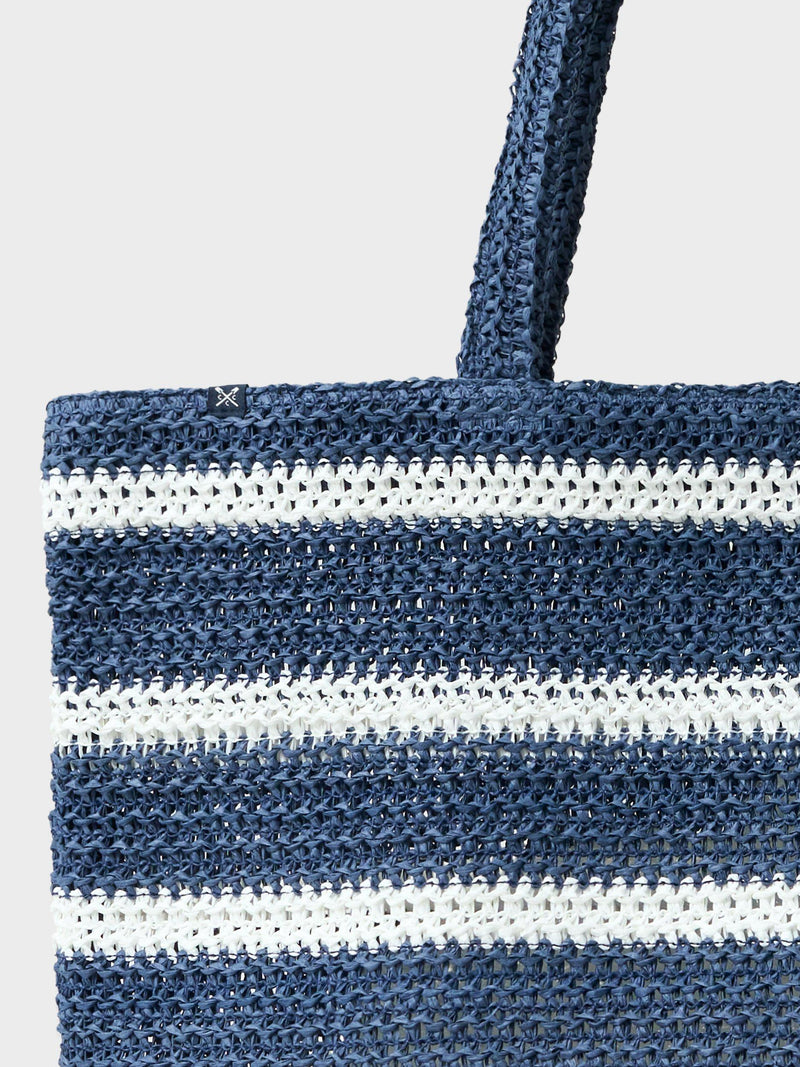 Crew Clothing blue and white stripe tote bag, imported from the UK