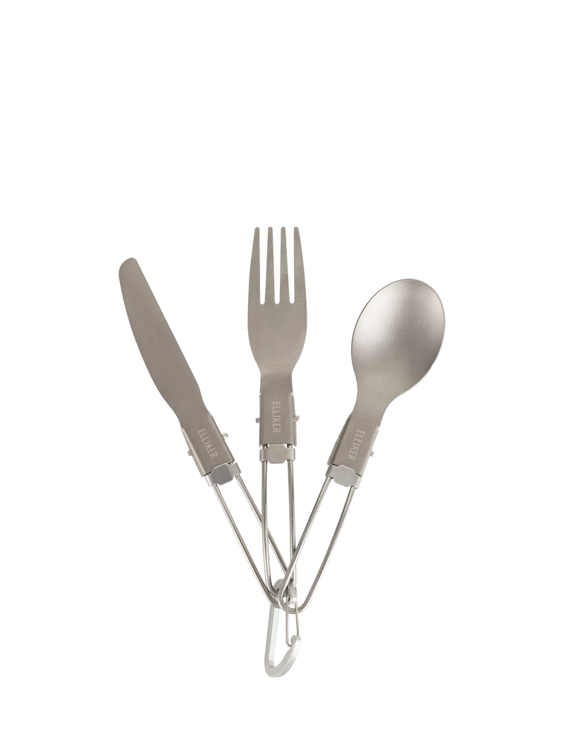 ELLIKER Beldon Titanium Foldable Cutlery Set, 3 Piece