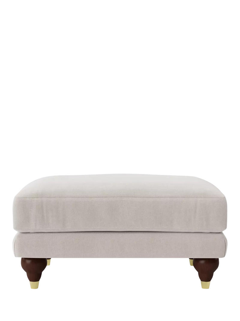 Swoon Willows crushed velvet ecru ottoman, imported from the UK