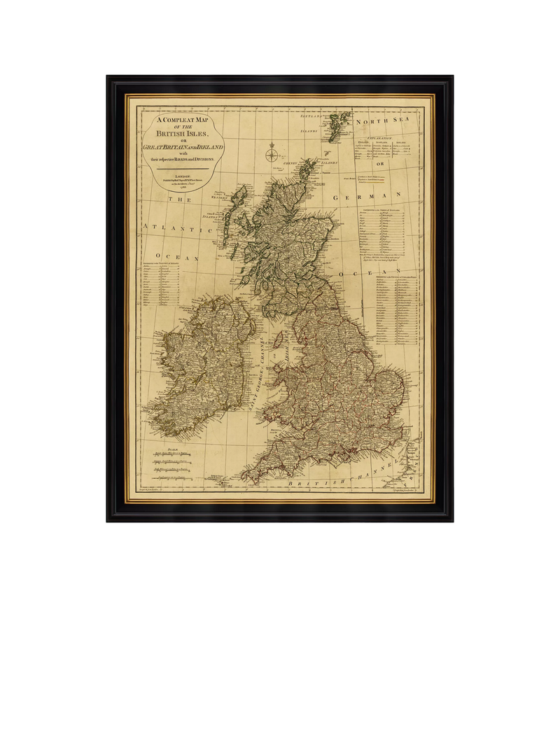 Brookpace Lascelles framed map of British Isles 1788 111x86cm (British brand)