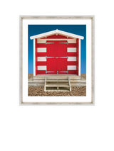 John Lewis Brookpace Lascelles Beach Hut Framed Print, 66 x 56cm, Red- Buy online at McGrocer