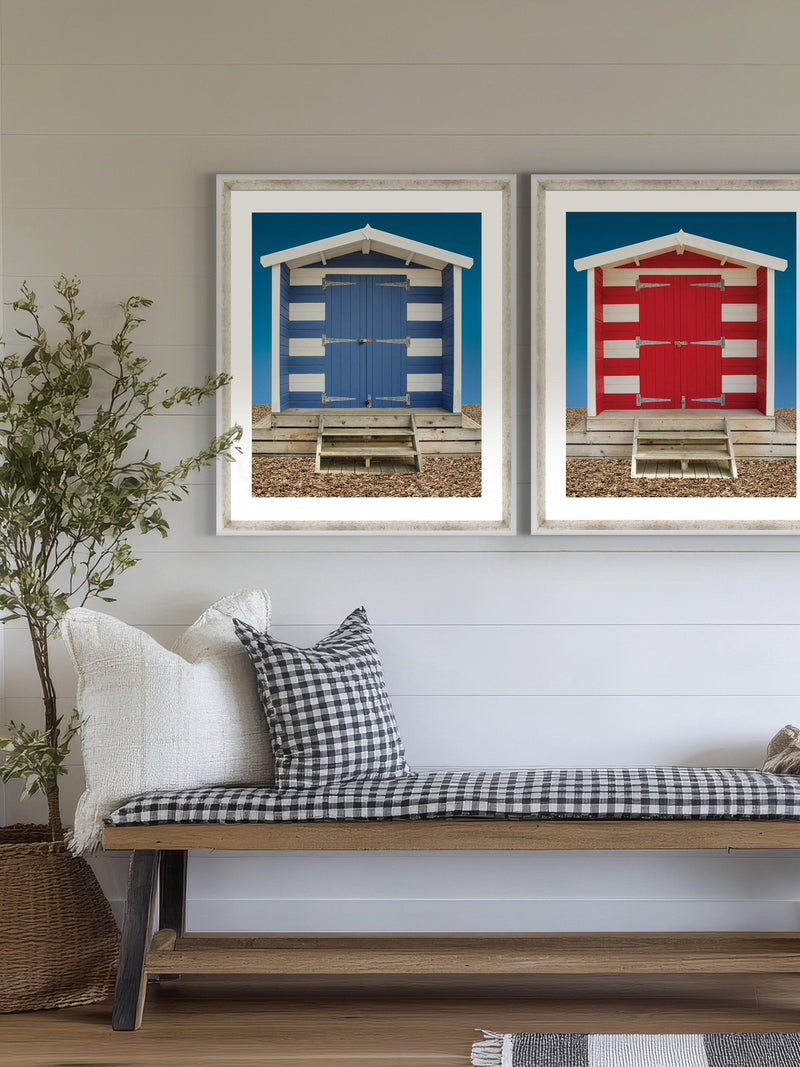 Brookpace Lascelles beach hut framed print 66x56cm, imported from the UK