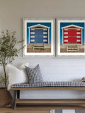 Brookpace Lascelles beach hut framed print 66x56cm, imported from the UK