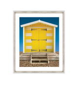 John Lewis Brookpace Lascelles 'Beach Hut' Framed Print, Yellow, 66 x 56cm- Buy online at McGrocer