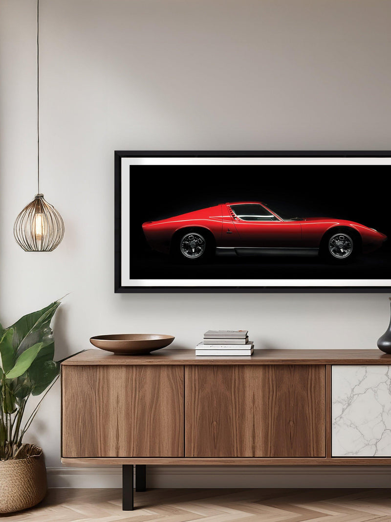 Brookpace Lascelles Lamborghini Miura framed print 51x101.5cm, imported from the UK