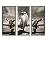John Lewis Brookpace Lascelles Vintage Aeroplane Triptych Framed Photographic Prints, Black/White, 115 x 157cm- Buy online at McGrocer