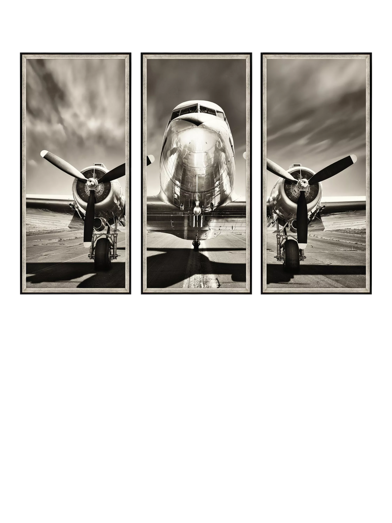 Brookpace Lascelles vintage aeroplane triptych framed prints 157cm - British product