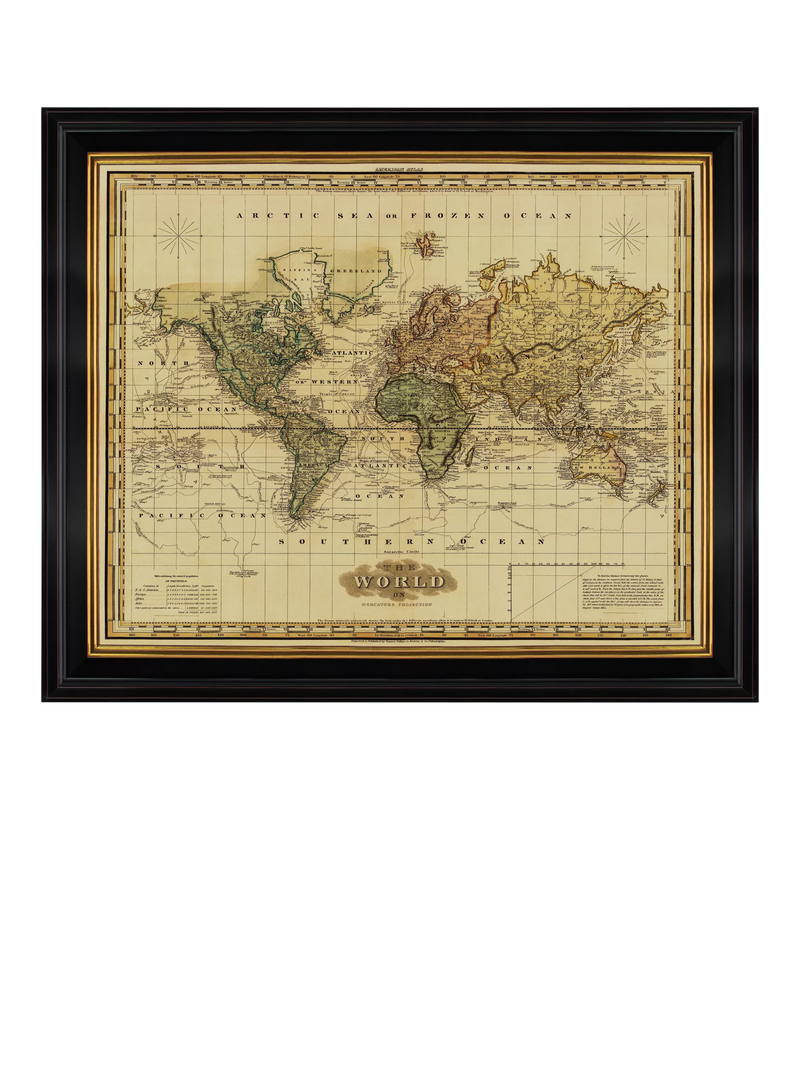 Brookpace Lascelles Mercator 1823 map print 71x86cm - British product