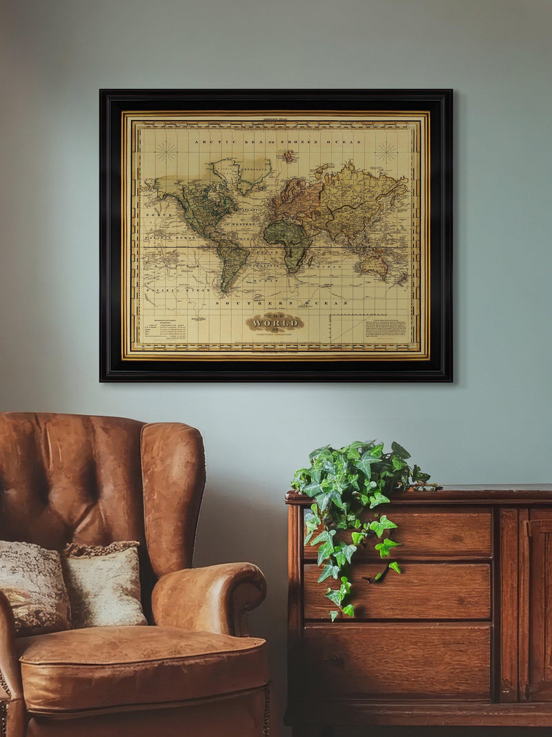 Brookpace Lascelles Mercator 1823 map print 71x86cm - British product