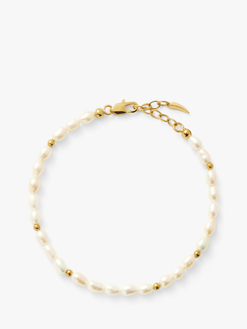 Missoma beaded pearl bracelet in gold and white (British brand)
