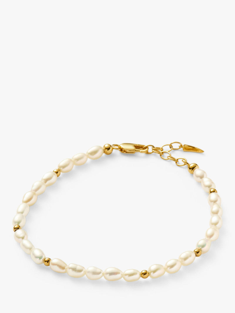 Missoma beaded pearl bracelet in gold and white (British brand)
