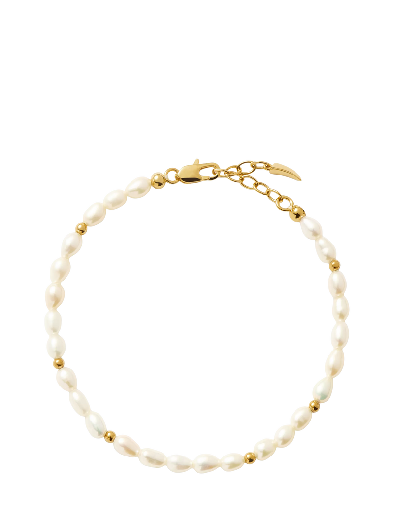 Missoma beaded pearl bracelet in gold and white (British brand)