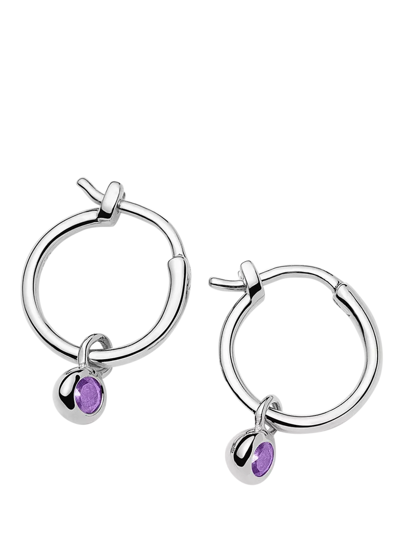 Missoma birthstone mini hoop earrings amethyst sterling silver (British brand)