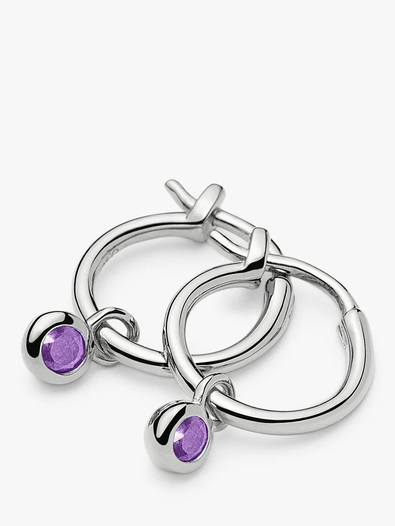 Missoma birthstone mini hoop earrings amethyst sterling silver (British brand)