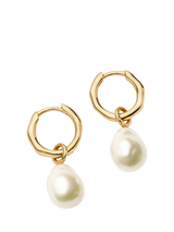 John Lewis Missoma 14ct Yellow Gold Pearl Charm Hoop Earrings- Buy online at McGrocer