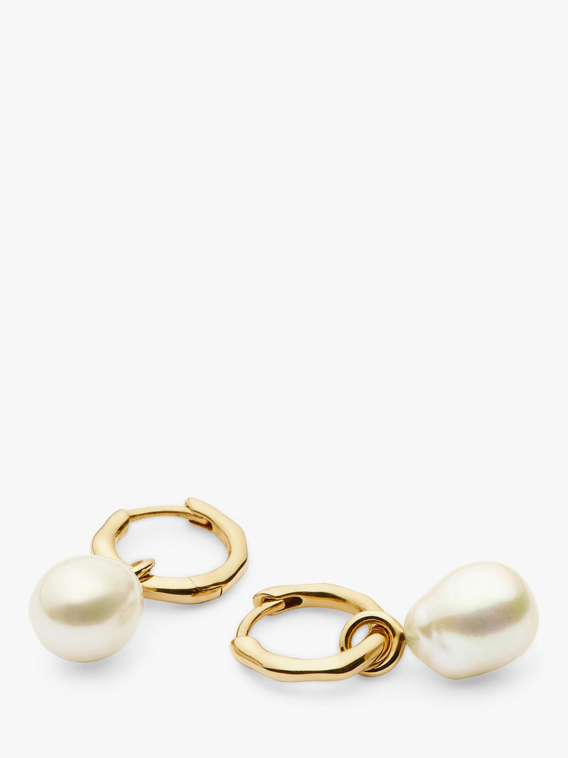 Missoma 14ct gold pearl hoop earrings, UK version