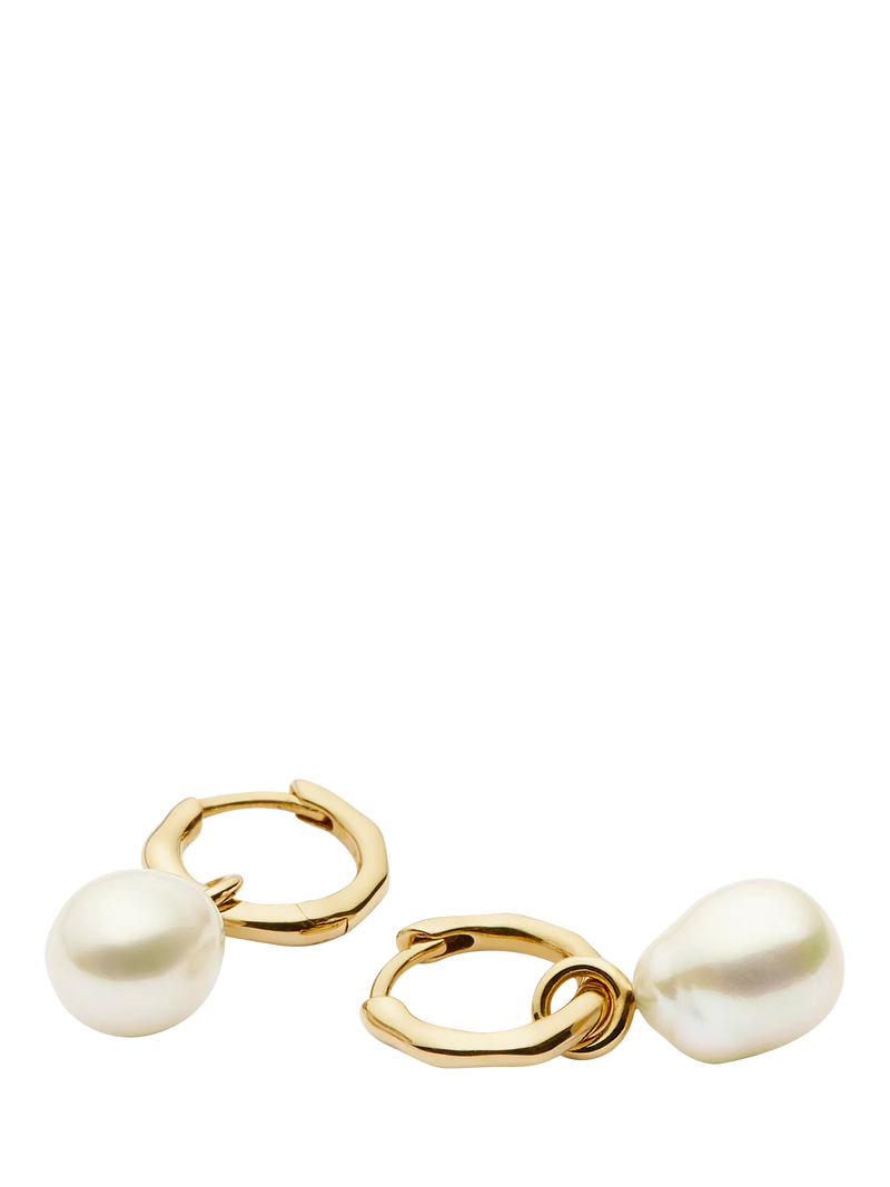 Missoma 14ct gold pearl hoop earrings, UK version