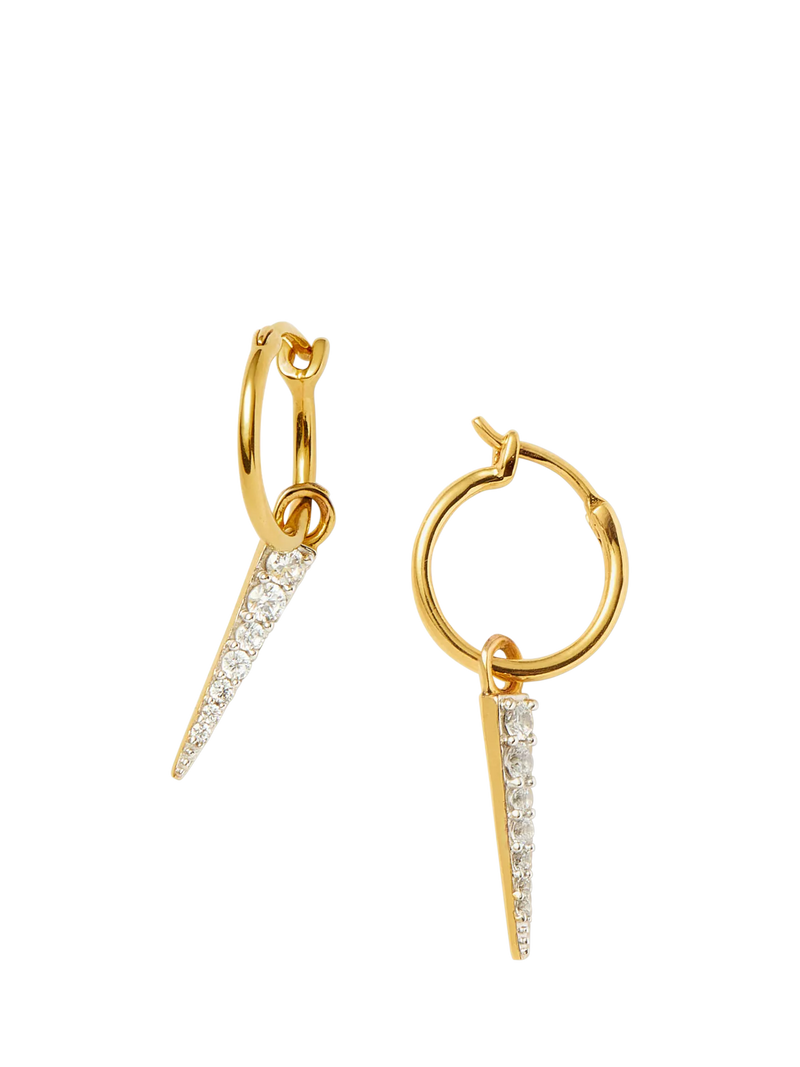 Missoma spike drop charm hoop earrings with cubic zirconia, imported from the UK