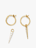 Missoma spike drop charm hoop earrings with cubic zirconia, imported from the UK