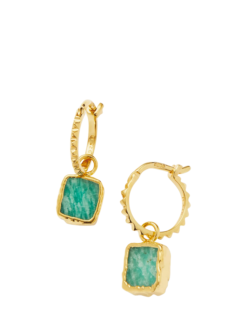 Missoma mini charm hoop earrings amazonite gold plated (British brand)