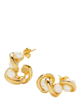 John Lewis Missoma Molten Pearl Twisted Mini Double Hoop Earrings, Gold, 20 x 18mm- Buy online at McGrocer