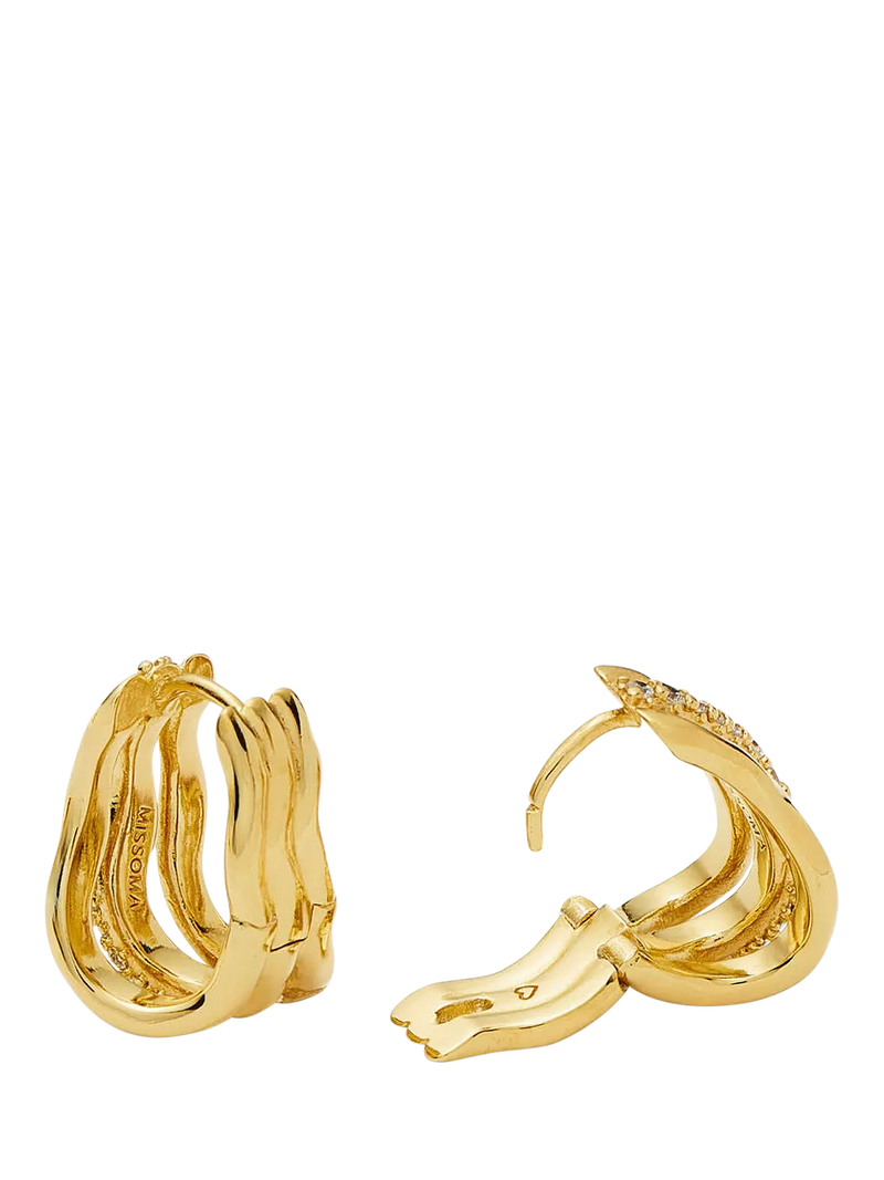 Missoma Molten Snow triple small hoop earrings, UK version