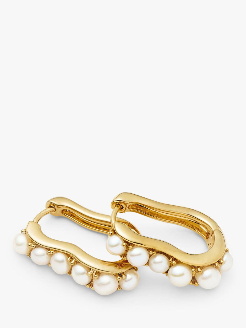 Missoma Ovate Pearl gold hoop earrings (British brand)