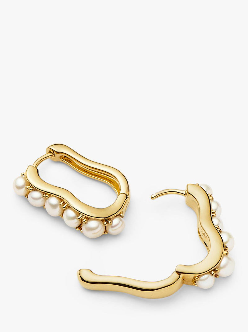 Missoma Ovate Pearl gold hoop earrings (British brand)