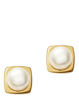 John Lewis Missoma Button Pearl Square Stud Earrings, Gold- Buy online at McGrocer