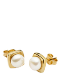 Missoma square pearl stud earrings gold - British product