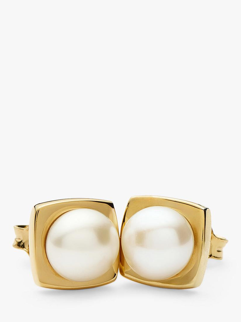 Missoma square pearl stud earrings gold - British product