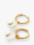 Missoma small twisted drop hoop earrings with pearl charm, UK version