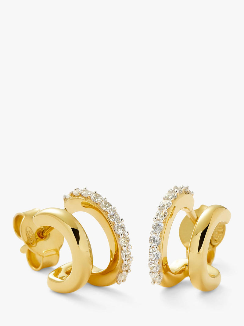 Missoma gold double huggie hoop earrings with cubic zirconia, UK version