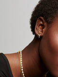 Missoma gold double huggie hoop earrings with cubic zirconia, UK version